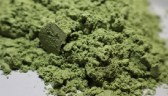 Close-up of wheat grass powder
